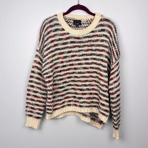 Lumiere large multicolor striped metallic threaded drop shoulder sweater